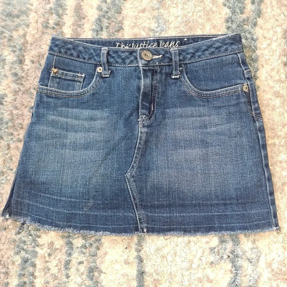 Justice Blue Jeans Skort Sz 10 EUC